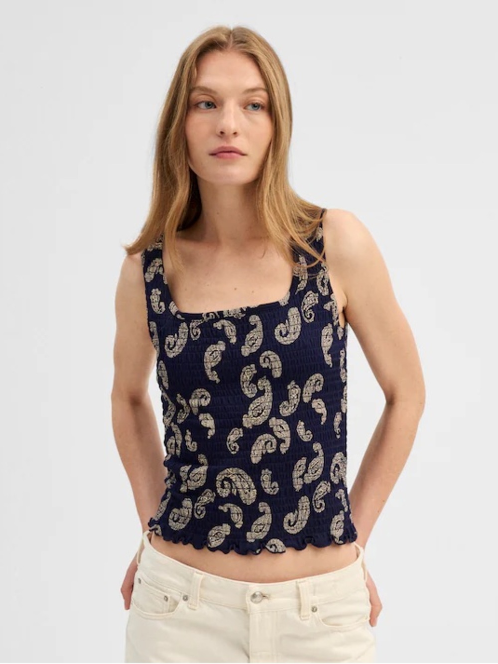 Madewell x Shopbop Smocked Squareneck Top - Size Medium NEW!